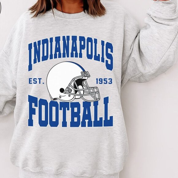 Indianapolis Football Style Crewneck Sweatshirt 17 - Picture 1 of 6
